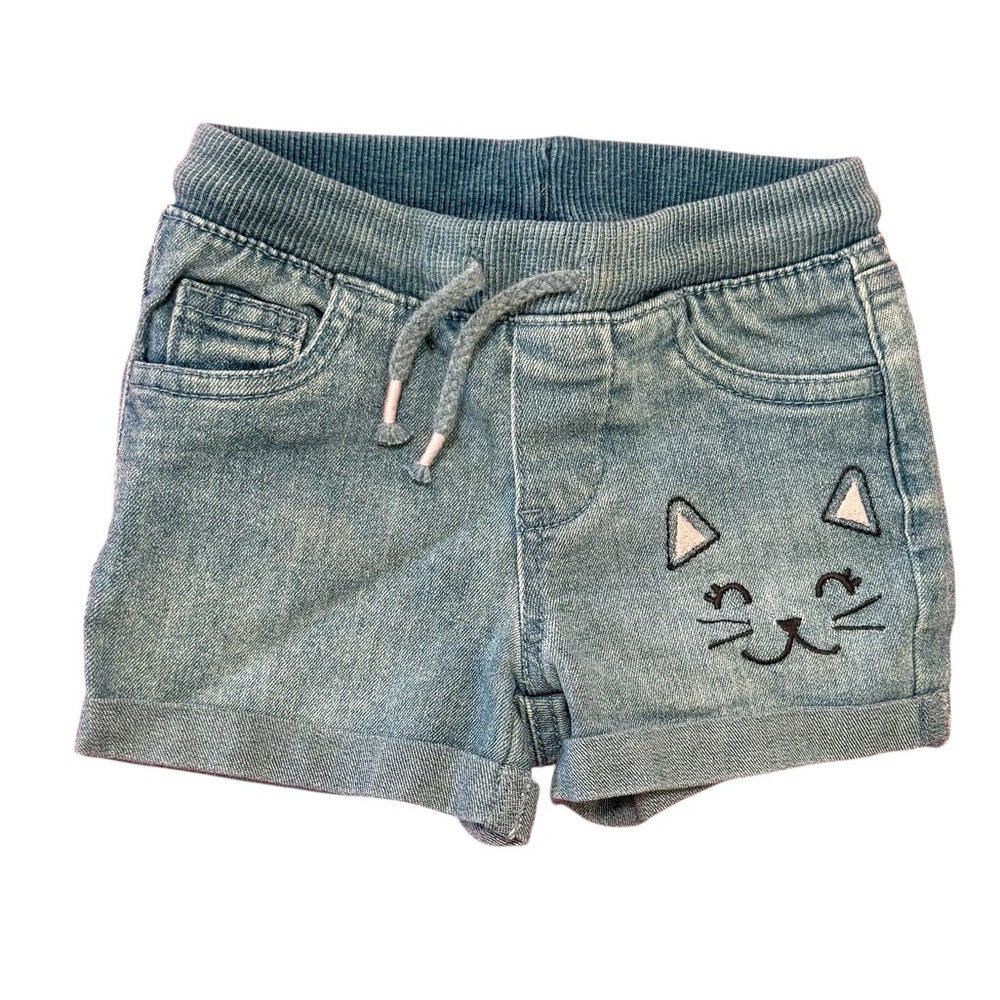 Cat & Jack Blue Denim Cat Face Shorts